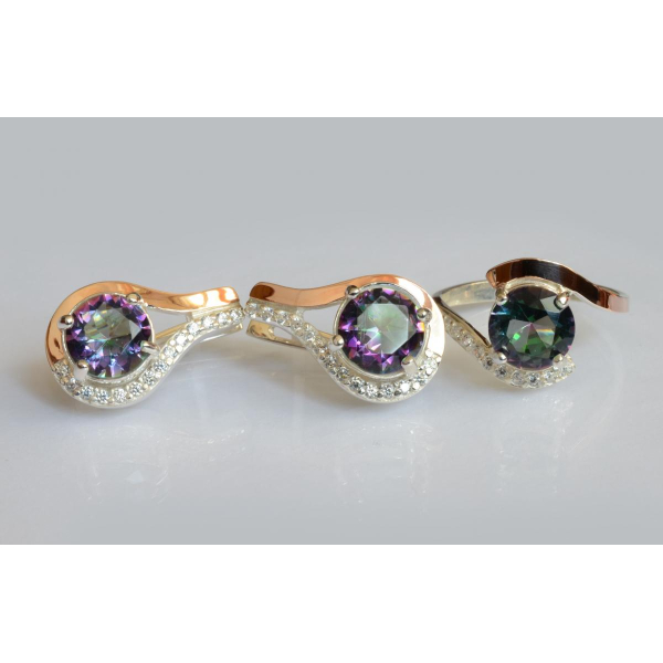 Серебряный набор с золотыми пластинами (177)