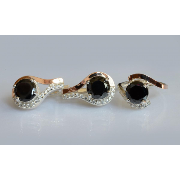 Серебряный набор с золотыми пластинами (177)