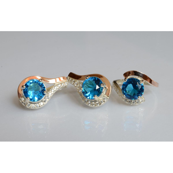 Серебряный набор с золотыми пластинами (177)