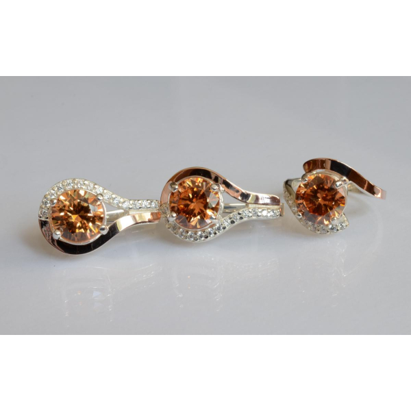 Серебряный набор с золотыми пластинами (177)