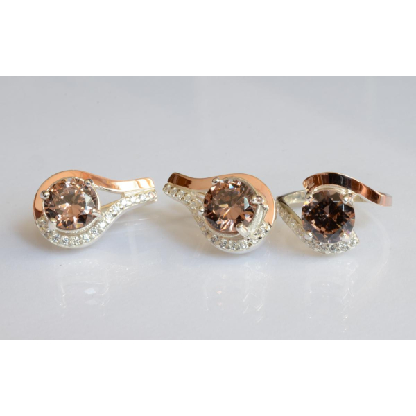 Серебряный набор с золотыми пластинами (177)