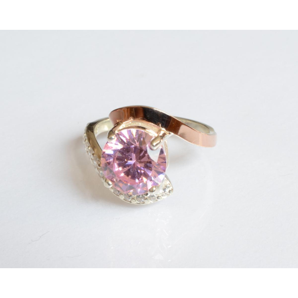 Серебряное кольцо с золотыми вставками (177к)