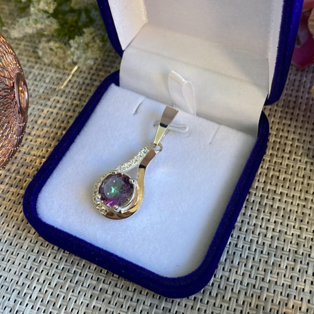 Серебряная подвеска с золотими вставками (177п)