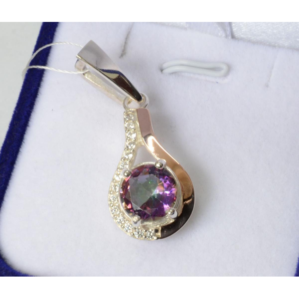 Серебряная подвеска с золотими вставками (177п)