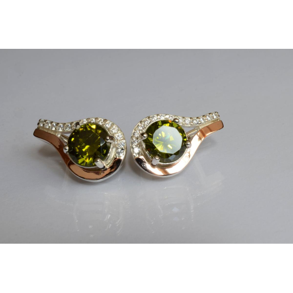 Серебряные серьги с золотыми пластинами (177с)