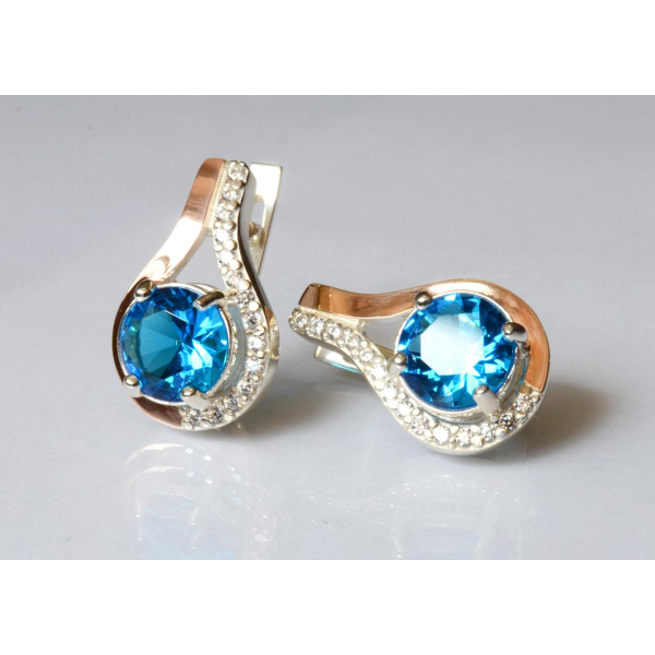 Серебряные серьги с золотыми пластинами (177с)