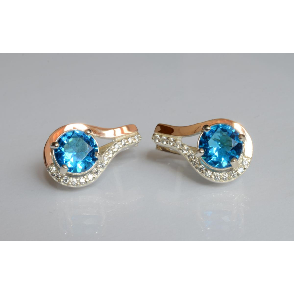 Серебряные серьги с золотыми пластинами (177с)