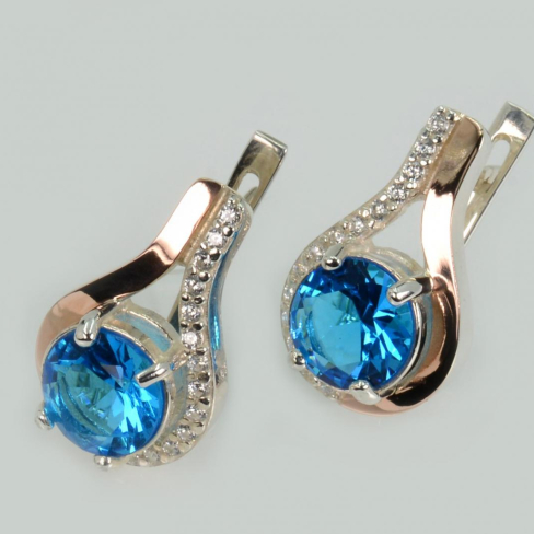 Серебряные серьги с золотыми пластинами