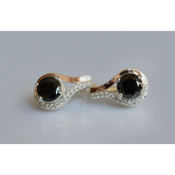 Серебряные серьги с золотыми пластинами (177с)