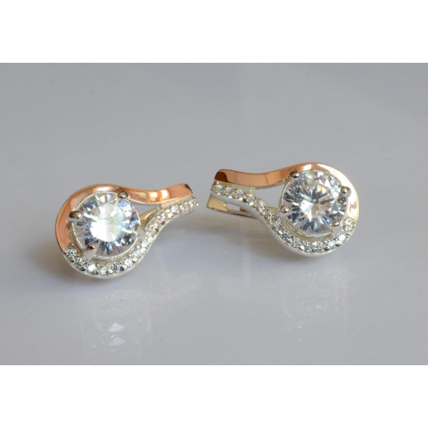 Серебряные серьги с золотыми пластинами (177с)