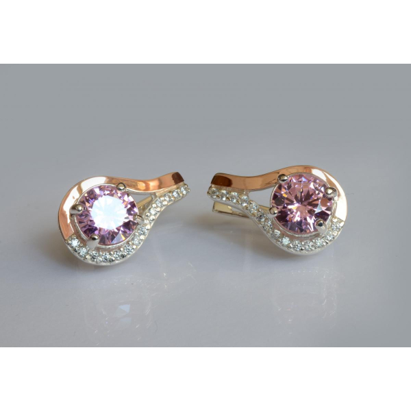 Серебряные серьги с золотыми пластинами (177с)