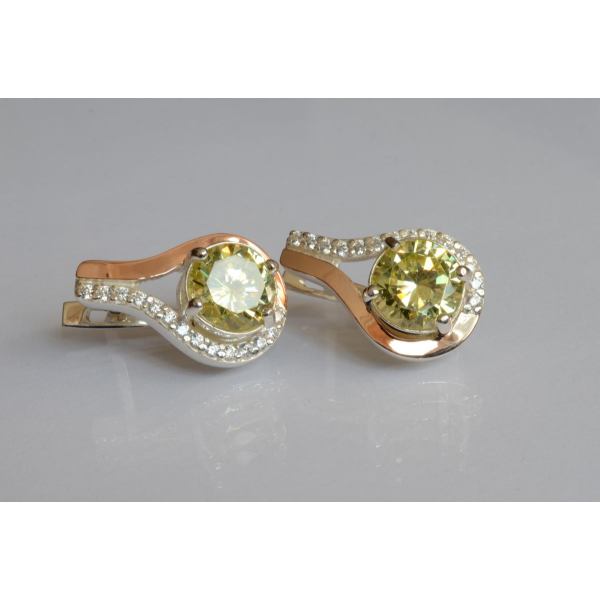 Серебряные серьги с золотыми пластинами (177с)