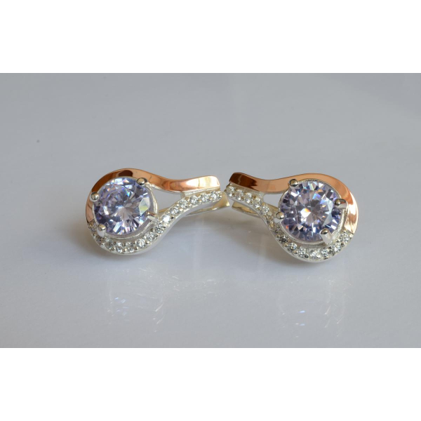 Серебряные серьги с золотыми пластинами (177с)