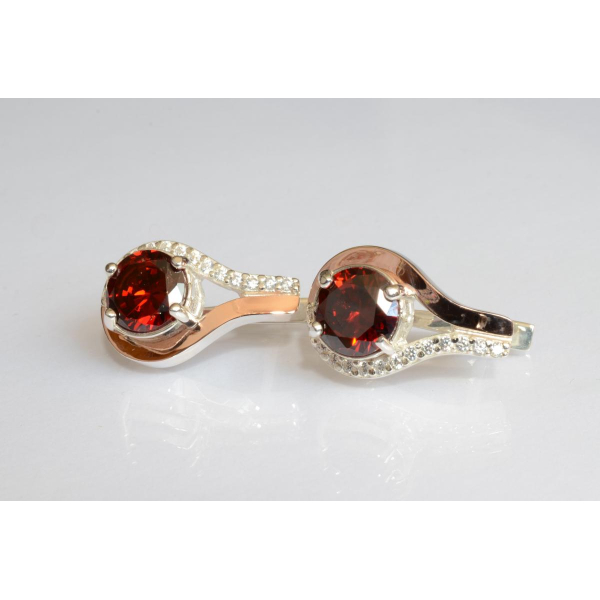 Серебряные серьги с золотыми пластинами (177с)