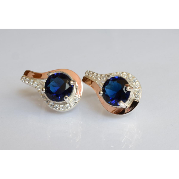 Серебряные серьги с золотыми пластинами (177с)