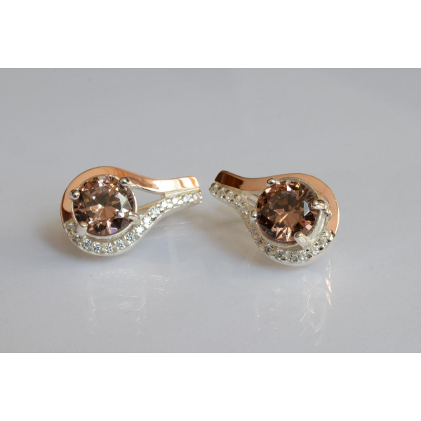 Серебряные серьги с золотыми пластинами (177с)