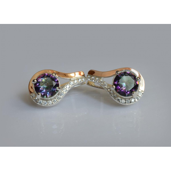 Серебряные серьги с золотыми пластинами (177с)