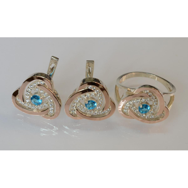 Срібний набір з золотими пластинами (178)