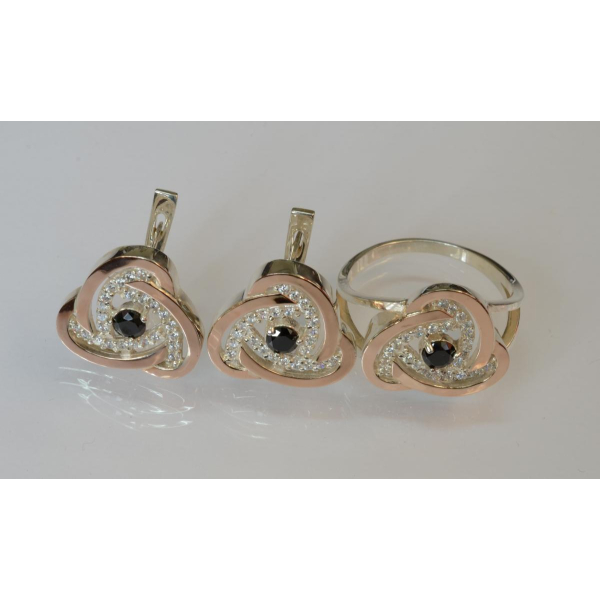 Срібний набір з золотими пластинами (178)