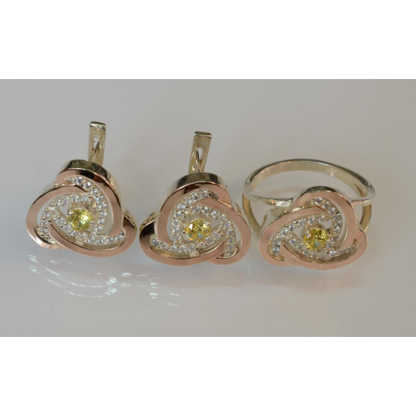 Срібний набір з золотими пластинами (178)