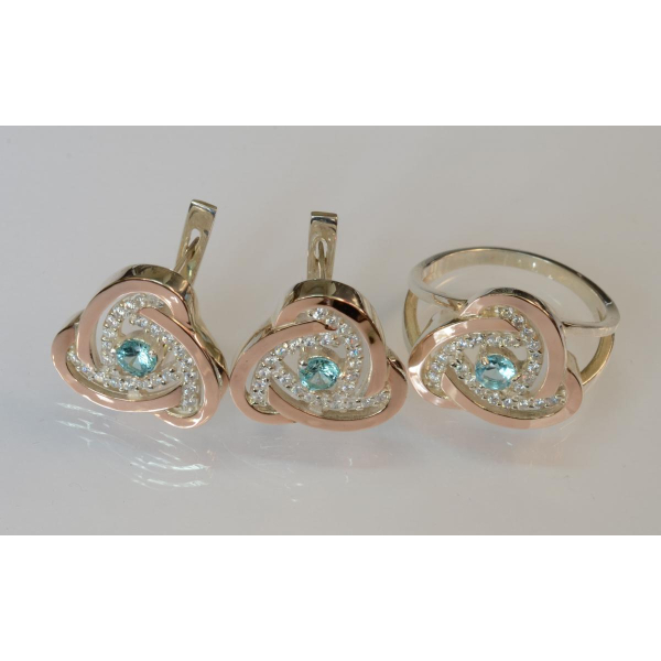 Срібний набір з золотими пластинами (178)