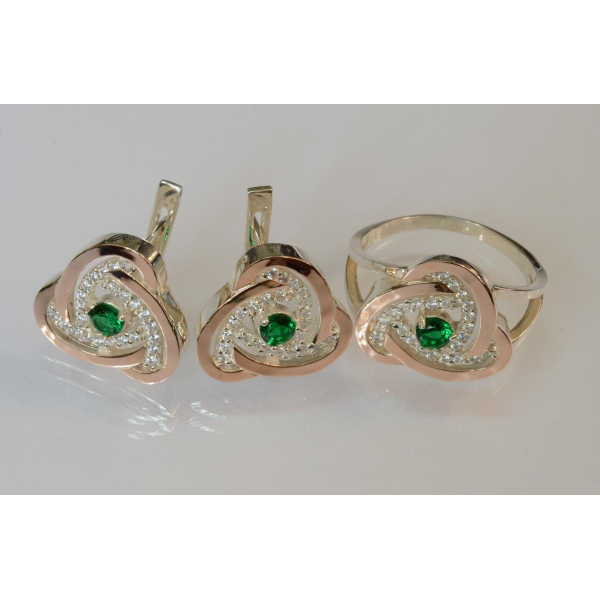 Срібний набір з золотими пластинами (178)