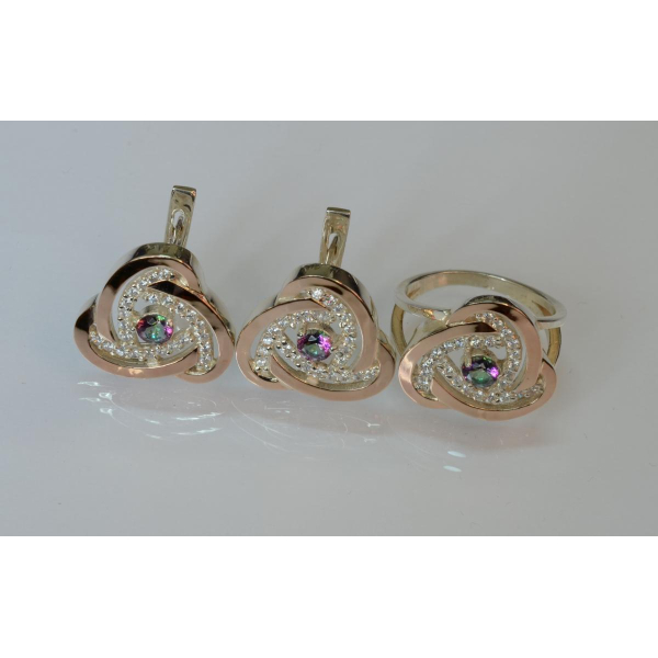 Срібний набір з золотими пластинами (178)