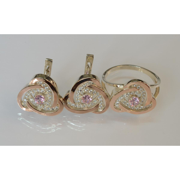 Срібний набір з золотими пластинами (178)