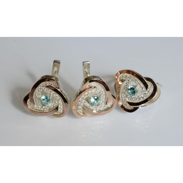 Срібний набір з золотими пластинами (178)