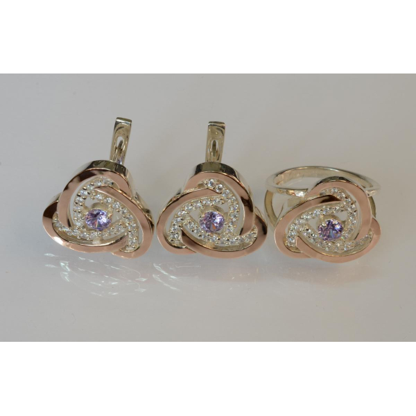 Срібний набір з золотими пластинами (178)