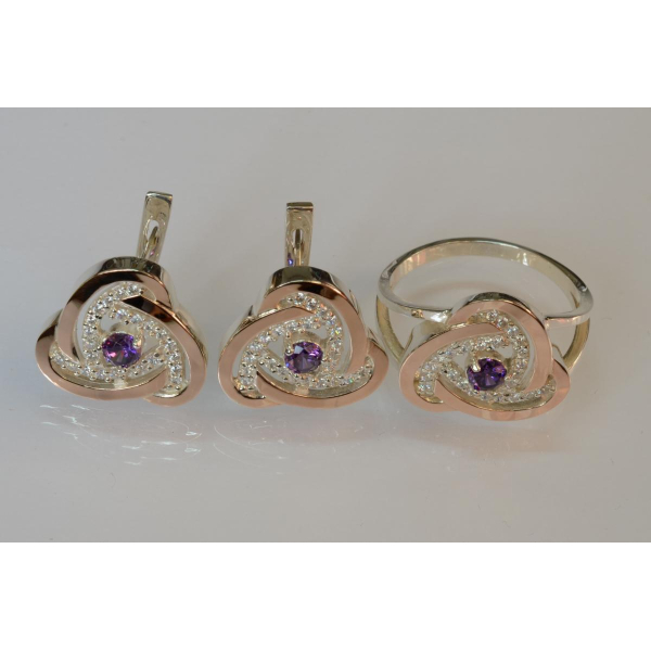 Срібний набір з золотими пластинами (178)