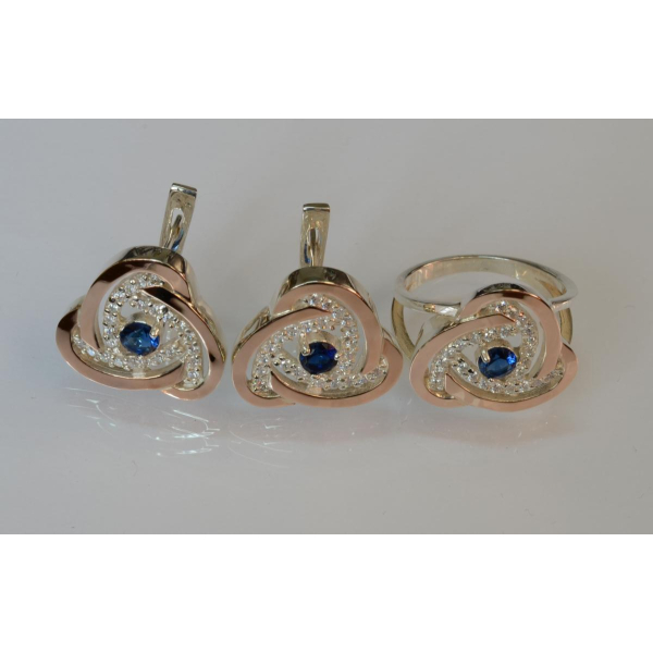 Срібний набір з золотими пластинами (178)