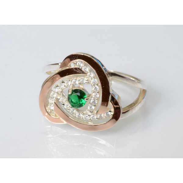 Серебряное кольцо с золотыми вставками (178к)