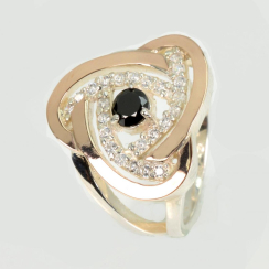 Серебряное кольцо с золотыми вставками