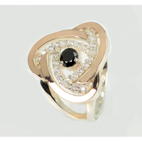 Срібна каблучка з золотими вставками