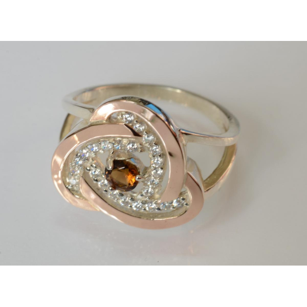 Серебряное кольцо с золотыми вставками (178к)