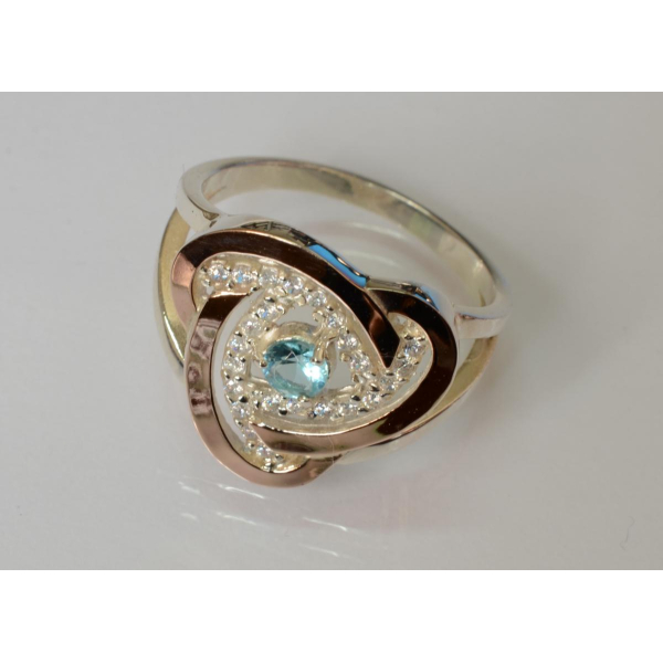 Серебряное кольцо с золотыми вставками (178к)