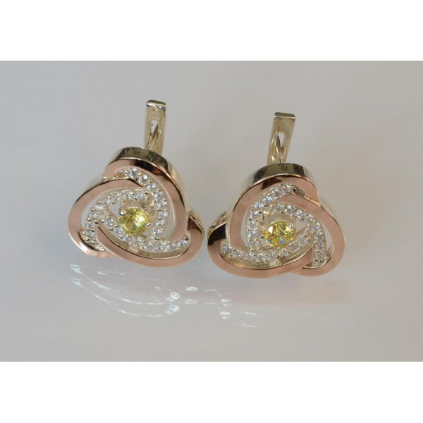 Серебряные серьги с золотыми пластинами (178с)