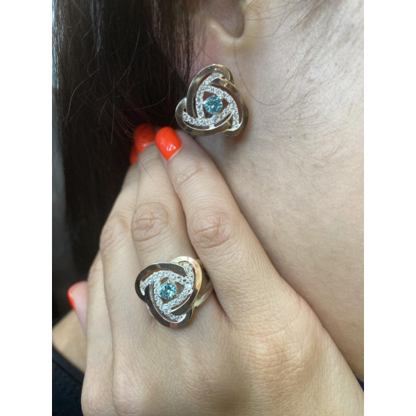 Серебряные серьги с золотыми пластинами (178с)