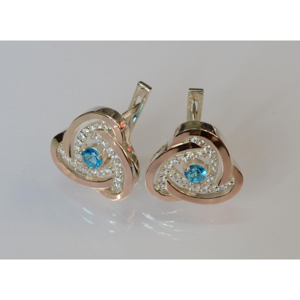 Серебряные серьги с золотыми пластинами (178с)