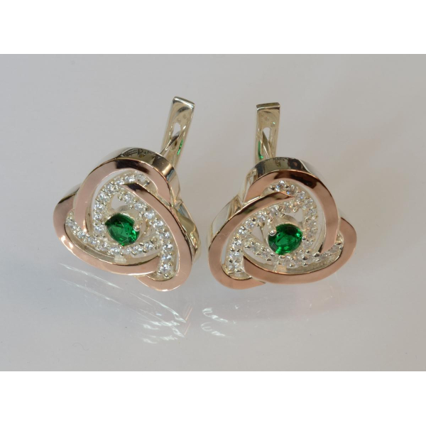 Серебряные серьги с золотыми пластинами (178с)