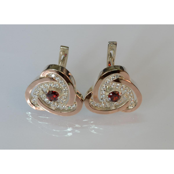 Серебряные серьги с золотыми пластинами (178с)