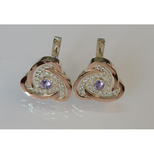 Серебряные серьги с золотыми пластинами (178с)