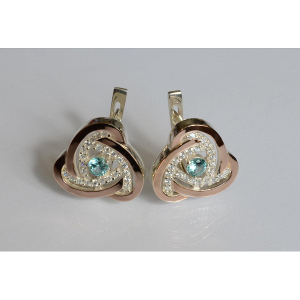 Серебряные серьги с золотыми пластинами (178с)