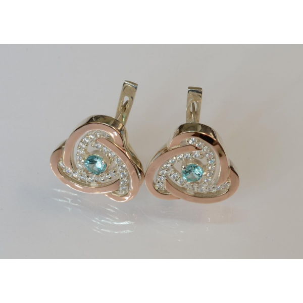 Серебряные серьги с золотыми пластинами (178с)