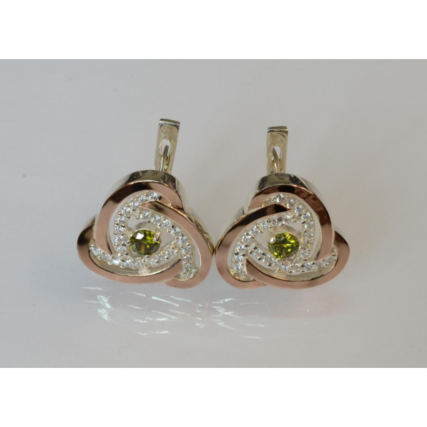 Серебряные серьги с золотыми пластинами (178с)