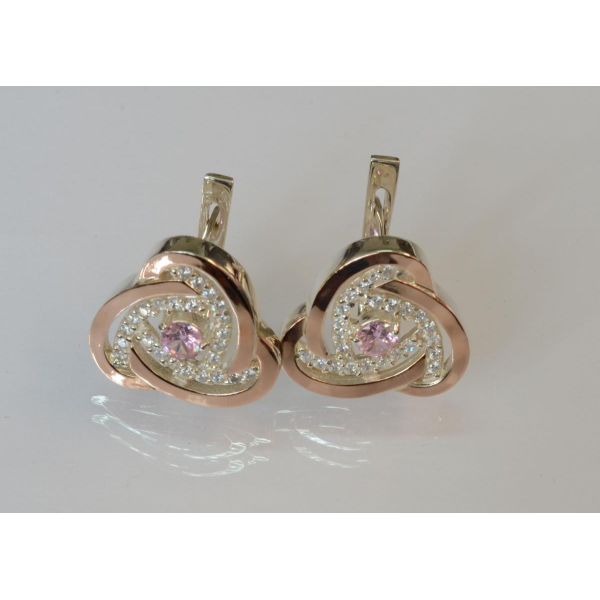 Серебряные серьги с золотыми пластинами (178с)