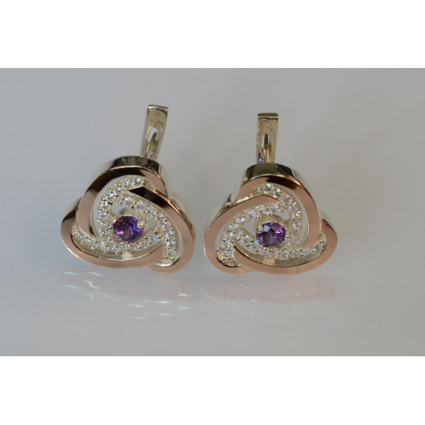 Серебряные серьги с золотыми пластинами (178с)