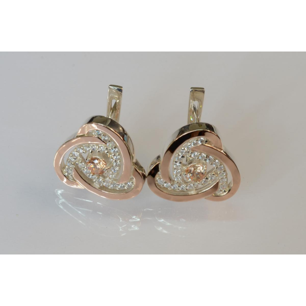 Серебряные серьги с золотыми пластинами (178с)