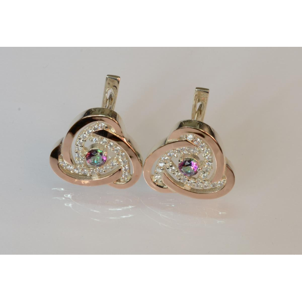 Серебряные серьги с золотыми пластинами (178с)